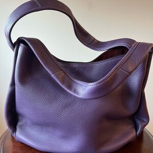 Coach Purple Pebbled Leather Shoulder Bag with bonus clutch